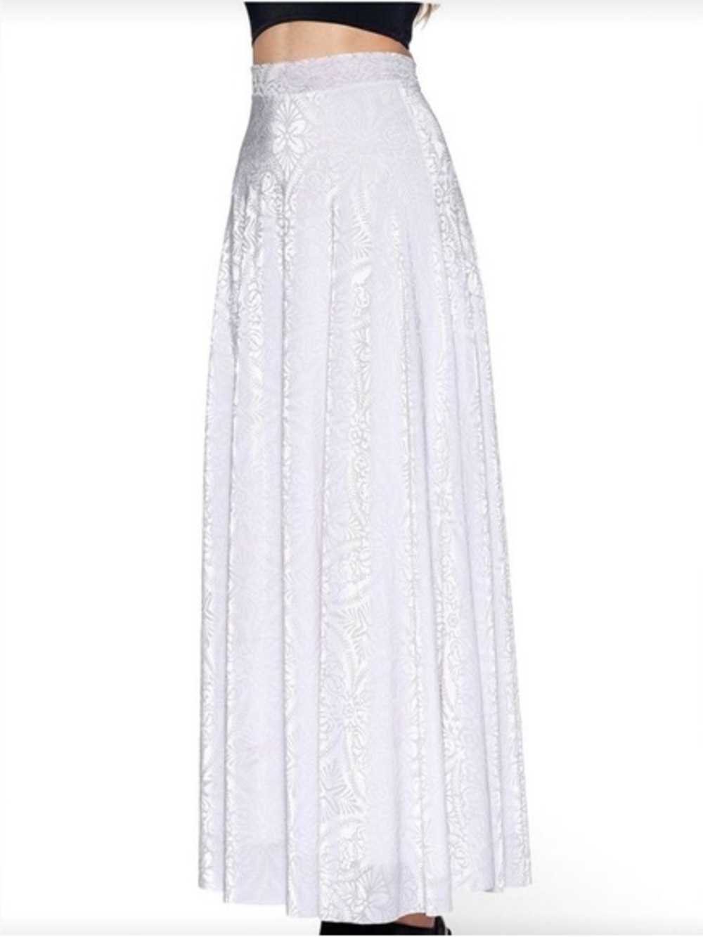 Blackmilk Burned Velvet White Maxi Skirt
